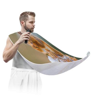 Winter Cute Squirrel Beard Bib Apron Beard Bib Hair Catcher for Men Shaving and Trimming Non-Stick Waterproof Beard Cape Grooming Cloth with 2 Suction Cups Gifts for Men