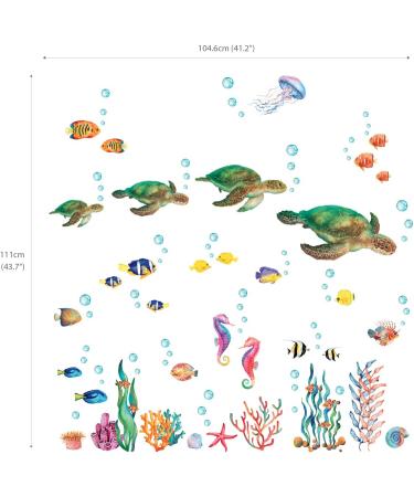 Sea Turtle Wall Stickers & Under the Sea Decals for Bathroom Nursery and Living Room | BASHOM BA-4001 - Buy Online on GoSupps.com