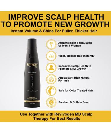 Revivogen MD Bio-Cleansing Shampoo for Thinning Hair - DHT Blocker Hair Loss Shampoo for Men & Women Soothes Scalp 12oz - Buy Online on GoSupps.com