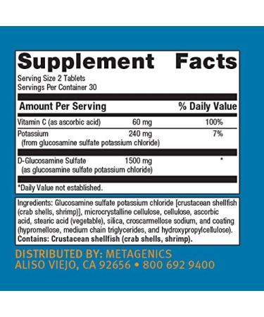 Metagenics Glucosamine Sulfate 750 - 60 Count | Joint Health Support - Buy Online on GoSupps.com