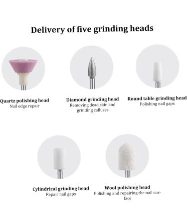 Electric Nail File Nail Set with 4 Speeds Cuticle Trimmer USB Portable Manicure and Pedicure Tools - with 5 Replaceable Head - Buy Online on GoSupps.com