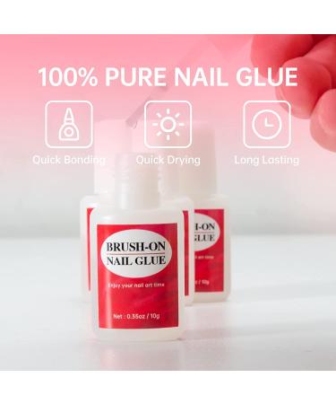 Brush-On Nail Glue for Acrylic & Press On Nails - 4pcs Strong Adhesive for Long-Lasting, Professional Results - Buy Online on GoSupps.com