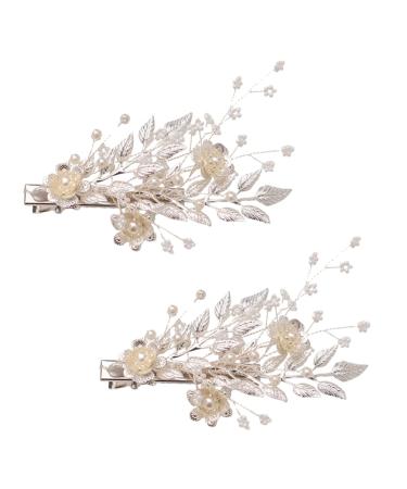 minkissy 2 Set Hairpin Trim Wedding Hair Comb Leaves Hairclip Bridal Hair Accessories Flower Leaf Hair Clip Bridal Hair Clips Wedding Hair Barrette Bridesmaid Hair Clips Miss Mosaic Manual
