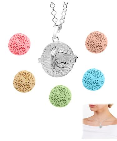 Tree of Life Aroma Diffuser Necklace - Silver-Plated Aromatherapy Pendant with Lava Stones | Perfect Gift for Mother Mother-in-Law Girlfriend - Buy Online on GoSupps.com