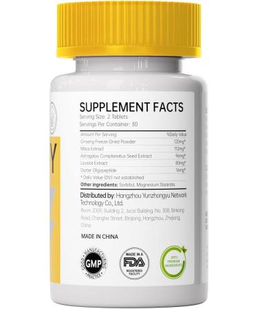 HANFANGLING Natural Energy Supplement 800mg - 60 Heart-Shaped Tablets | Ginseng, Maca, Astragalus for Fatigue Relief & Immunity Support | Vegan, Caffeine-Free, Daily Vitality Booster - Buy Online on GoSupps.com