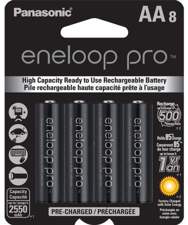 Panasonic BK-3HCCA8BA eneloop pro AA High Capacity Ni-MH Pre-Charged Rechargeable Batteries, 8-Battery Pack AA 8-Pack Batteries only