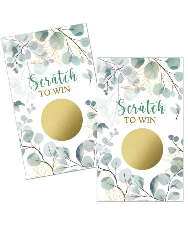 Haizct 50 Pack Watercolor Eucalyptus Blank Gift Certificate Scratch Off Cards for Small Business Spa Beauty Makeup Hair Salon Baby Shower Country Wedding Bridal Shower Gold-GK080