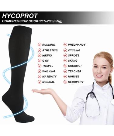 Hycoprot Compression Stockings - 3 Pairs for Men & Women | 15-20 mmHg Support Socks for Fitness Running Cycling & Travel | Black L-XL - Buy Online on GoSupps.com