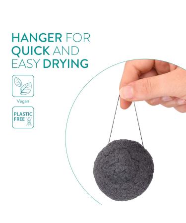 Navaris Konjac Sponges Set of 3 - Exfoliating & Cleansing Sponge Puffs for Face & Body - Bath & Shower Puff Pack in Green, Black, White - Buy Online on GoSupps.com