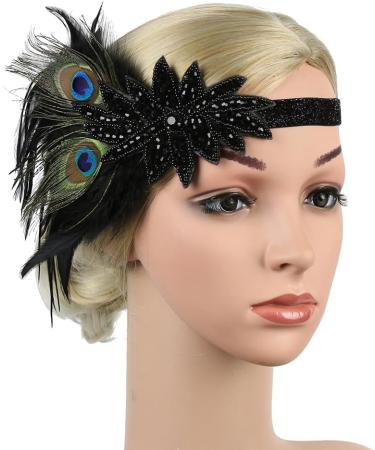 Peacock Headband Vintage 1920S Flapper Headband Headpiece Hairband Headdress Hair Accessory for Women - Buy Online on GoSupps.com