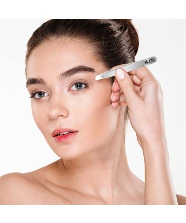OCBA Professional Silver-Colored Stainless Steel Tweezers for Eyebrows - 4-Piece Set for Men & Women Precision Hair Care - Buy Online on GoSupps.com