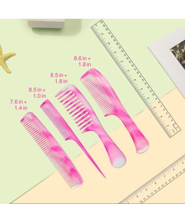 FHALLYNN 4 Pcs Plastic Hair Comb Set Hair Combs for Styling .Wide Tooth Comb Rat Tail Combs Fine Tooth Combs for Women and a Double-sided Comb Gifts for Women (pink) - Buy Online on GoSupps.com