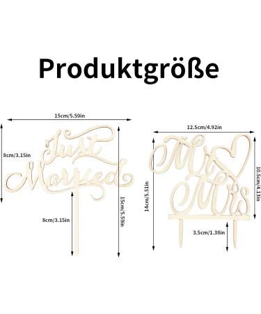 Laokai Mr & Mrs Cake Topper - 2 Piece Wooden Wedding Decoration for Engagement & Anniversary Cakes - Buy Online on GoSupps.com