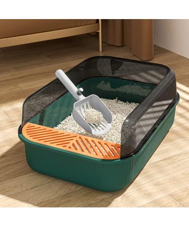 ZOOBERS Retro-Style Large Cat Litter Box with Anti-Splash High Sides Detachable Design Odor Control and Scoop Included (50x34x18 cm Or 20x14x7 inch Green) - Buy Online on GoSupps.com