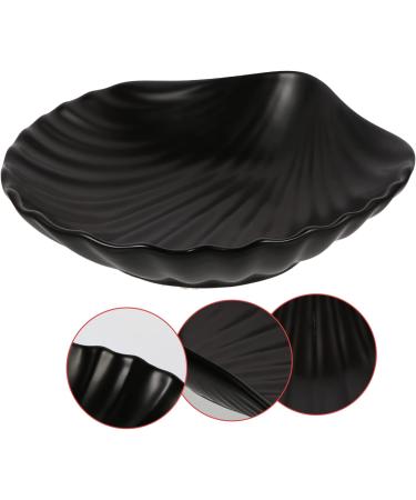 BESTonZON Salad Plate Decor for Kitchen Decoration for Living Room Shell Shaped Plate Home Decor Plate Kids Food containers White Salad Bowls Serving Bowl Ceramic Serving platters Snack Case Black 16.3X15.5X3.5CM - Buy Online on GoSupps.com