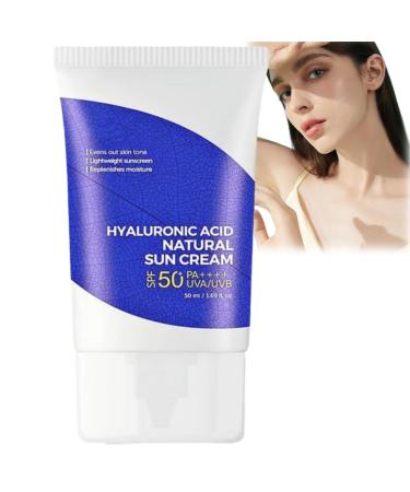 Hyaluronic Acid Natural Sun Cream SPF50+ Korean Sunscreen Sunscreen SPF 50 Hyaluronic Acid Watery Sun Gel Face Sun Cream with No Whitecast Deeply Hydrating Suncream Sunscreen for Oily Skin
