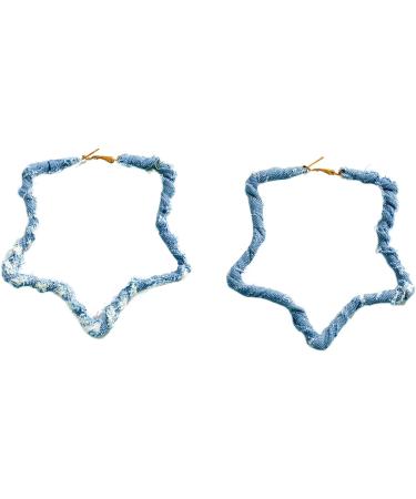 Feyleie Denim Ear Hoops - Stylish Round Earrings for Women & Girls | Exaggerated Winding Jewelry - Buy Online on GoSupps.com