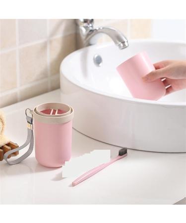 Digjobk Portable Toothbrush Cup - Eco-Friendly Wheat Straw Travel Holder Pink Bathroom Tool & Toothpaste Mug (20.8*7.8 cm) - Buy Online on GoSupps.com