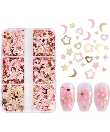 Moon Star Heart Nail Art Glitter Sequins Flower for Beauty Makeup Face Body Nail Craft Art Decoration 12 Grids - Buy Online on GoSupps.com