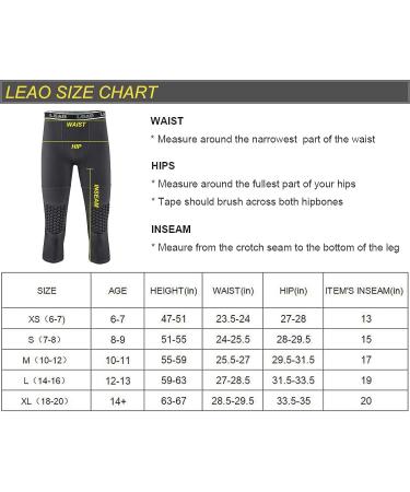 LEAO Youth Boys 3/4 Compression Pants with Knee Pads Cool Dry Basketball Tights Sports Capri Leggings White Small - Buy Online on GoSupps.com