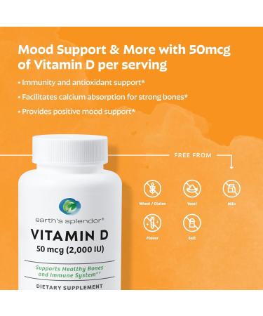 Earth's Splendor Energy & Immune Support: Vitamin B12 (1000mcg) Vitamin C with Rose Hips (500mg) and Vitamin D (2000 IU) - No Artificial Colors or Flavors Gluten Free for Men & Women - Buy Online on GoSupps.com