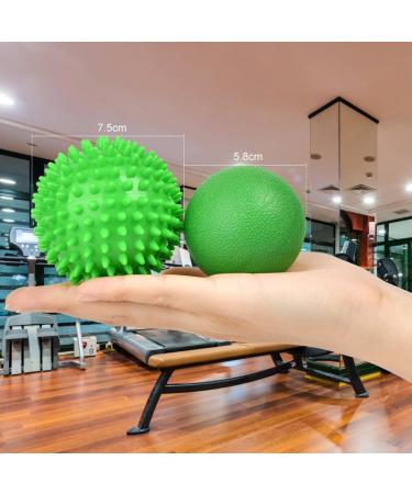 Uraqt Fascia Massage Balls Set - 2 Small Hedgehog Balls for Muscle Tension Relief | Ideal for Feet Back Neck & Hands (Green) - Buy Online on GoSupps.com