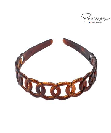 Parcelona French Round Chain Tortoise Shell Brown Celluloid Acetate Hair Clips - No Slip Sturdy Headband for Women, Made in France - Buy Online on GoSupps.com