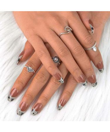 Bohen Long Coffin Pink French False Nails - 24 Glossy Ballerina Acrylic Nail Tips for Women & Girls - Buy Online on GoSupps.com