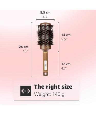 H&S 53mm Large Round Barrel Boar Bristle Hair Brush | Nano Ceramic Ionic Technology | Brown - Buy Online on GoSupps.com