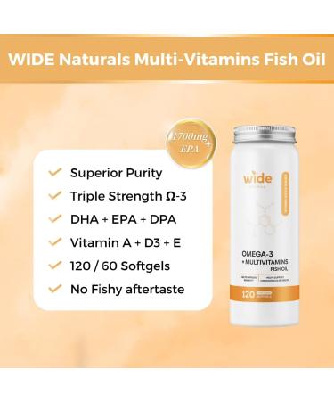 WIDE Naturals MultiVitamin Fish Oil 60 Softgels - Buy Online on GoSupps.com