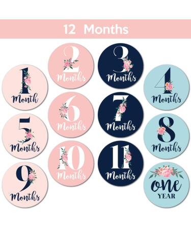 Floral Baby Monthly Stickers for Girls (Set of 24) | Newborn Milestone Month Stickers - Buy Online on GoSupps.com
