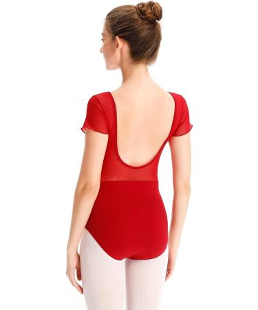 Short Sleeve Ballet Leotard for Women & Girls | Removable Bra | Small Red - Buy Online on GoSupps.com