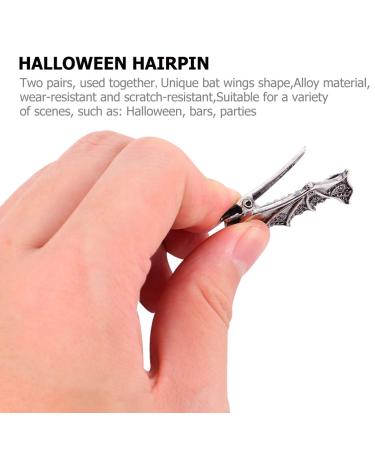 FRCOLOR Gothic Metal Bat Wings Hair Clip 2pcs for Halloween Party Costume - Silver - Buy Online on GoSupps.com