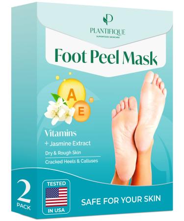 Plantifique Foot Peel Mask Foot Mask Dermatologically Tested Repair Heels & Removes Dry Dead Skin for Soft Baby Feet - Exfoliating Peel Mask for Hard Skin Peeling (Vitamins 2 Pack)