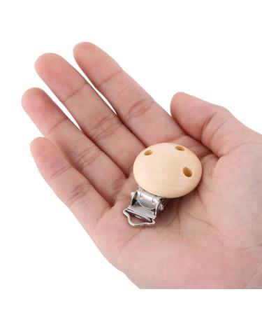 10Pcs/lot Cute Round Wooden Natural Baby Pacifier Clip Charm Infant Nipple Clasps 3 Holes