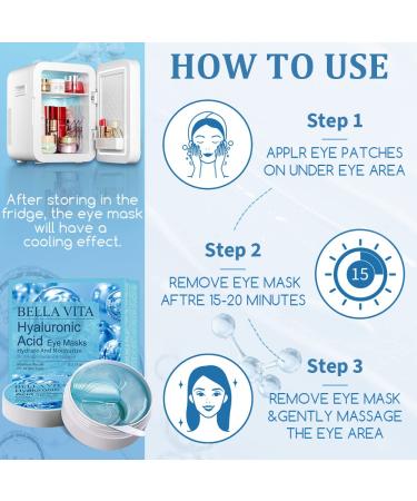 BELLA VITA Under Eye Patches - Hyaluronic Acid Collagen Gel Masks for Dark Circles Puffiness & Wrinkles 30 Pairs for Men & Women - Rejuvenate & Hydrate Your Eyes - Buy Online on GoSupps.com