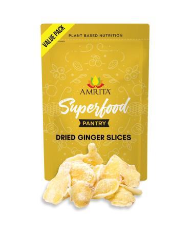 Amrita Crystallized Ginger Slices 1 lb Sweetened | Vegan, non-GMO, Gluten Free, Peanut Free, Soy Free, Dairy Free | Packed Fresh in Resealable Bags | Candied Ginger for Baking or Snacking