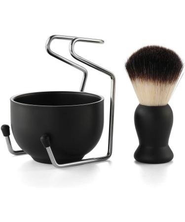 CCbeauty 3-in-1 Men's Shaving Brush Kit with Stainless Steel Stand and Soap Bowl - Traditional Wet Shaving Set for Close Shave - Easy to Clean, Black - Buy Online on GoSupps.com