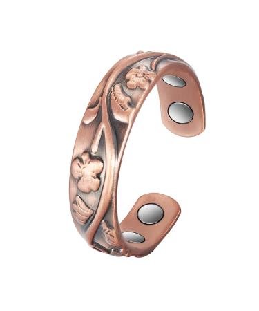 Copper Rings for Women 99% Pure Copper Adjustable Magnetic Ring Fashion Jewelry Gifts (0937)