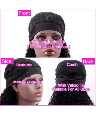 Curly Headband Wig for Black Women - 12 Inch Deep Wave Human Hair, 150% Density, No Lace - Buy Online on GoSupps.com