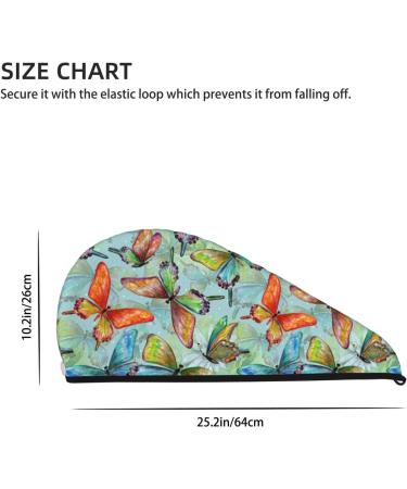 Hair Towel Wrap - Quick Drying Towel Turban with Button | Retro Seamless Flying Butterflies | Perfect for International Shipping - Buy Online on GoSupps.com