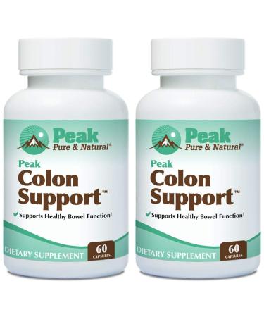 Peak Pure & Natural Peak Colon Support - Colon Support Supplement - Colon Cleanser and Bowel Movement Supplement for Digestive Health | Colon Detox and Cleanse | 60 Capsules (60 Capsules (Pack of 2)