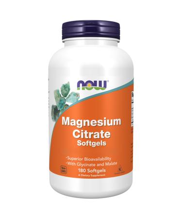 Now Foods Magnesium Citrate (Magnesium Citrate Magnesium Glycinate & Magnesium Malate) 180 Soft Capsules Lab Tested Gluten Free Vegetarian Soy Free Non-GMO