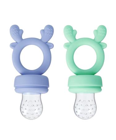 PandaEar 2 Pack Silicone Baby Fruit Feeder | Teething Relief & Baby Food Pacifier with 3 Size Pouches - Buy Online on GoSupps.com