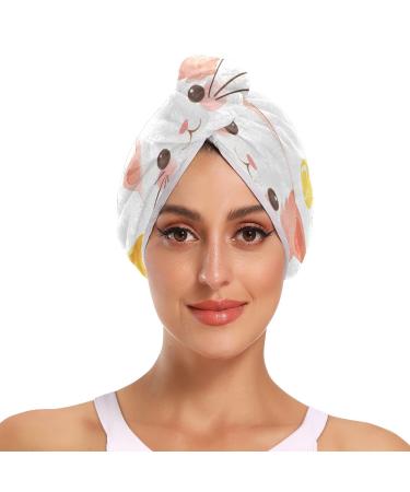 Watercolor Animalfruit 16 Hair Towel 2 Pack Super Absorbent Hair Drying Towel Quick Dry Hair Turbans Head Towel with Button Twisty Wrap for Women Girls