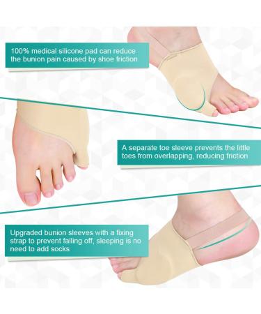 Akozon Juanetes Hallux Valgus Toe Correction Bunion Sleeves with Gel Pad Small Toe Protection & Comfort - Buy Online on GoSupps.com