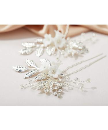 SWEETV Rhinestone Wedding Hair Pins - Bridal Hair Accessories for Brides, 2Pcs Silver Hair Pieces - Buy Online on GoSupps.com