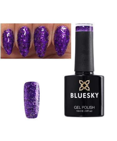 Bluesky Nail Gel Polish PURPLE GLITTER CADBURY SPARKLE S03N UV LED Soak Off 10ml