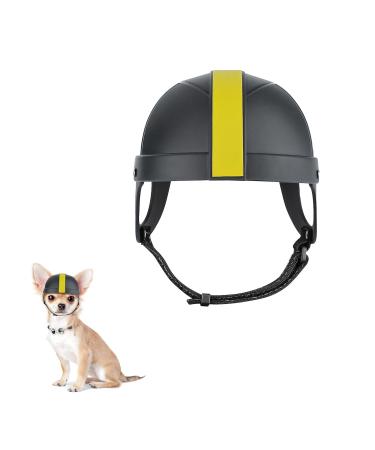 Pet helmet dog heal with ear hole pet motorcycle helmet outdoor bike dog cap with adjustable chin straps for dogs cats puppies black and yellow M