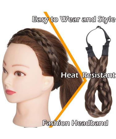 Silk-Co Women's Hair Band 5 Strands Brown Highlights Braided Headband for Weddings & Vintage Styles 3.8cm Wide Dark Brown & Ash Brown Elastic Hair Tie - Buy Online on GoSupps.com